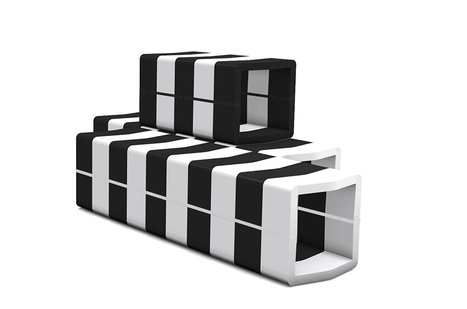 U CUBE bench black and white b stripes
