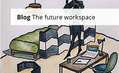 the future workspace in offices and home offices with flexible and modular furniture