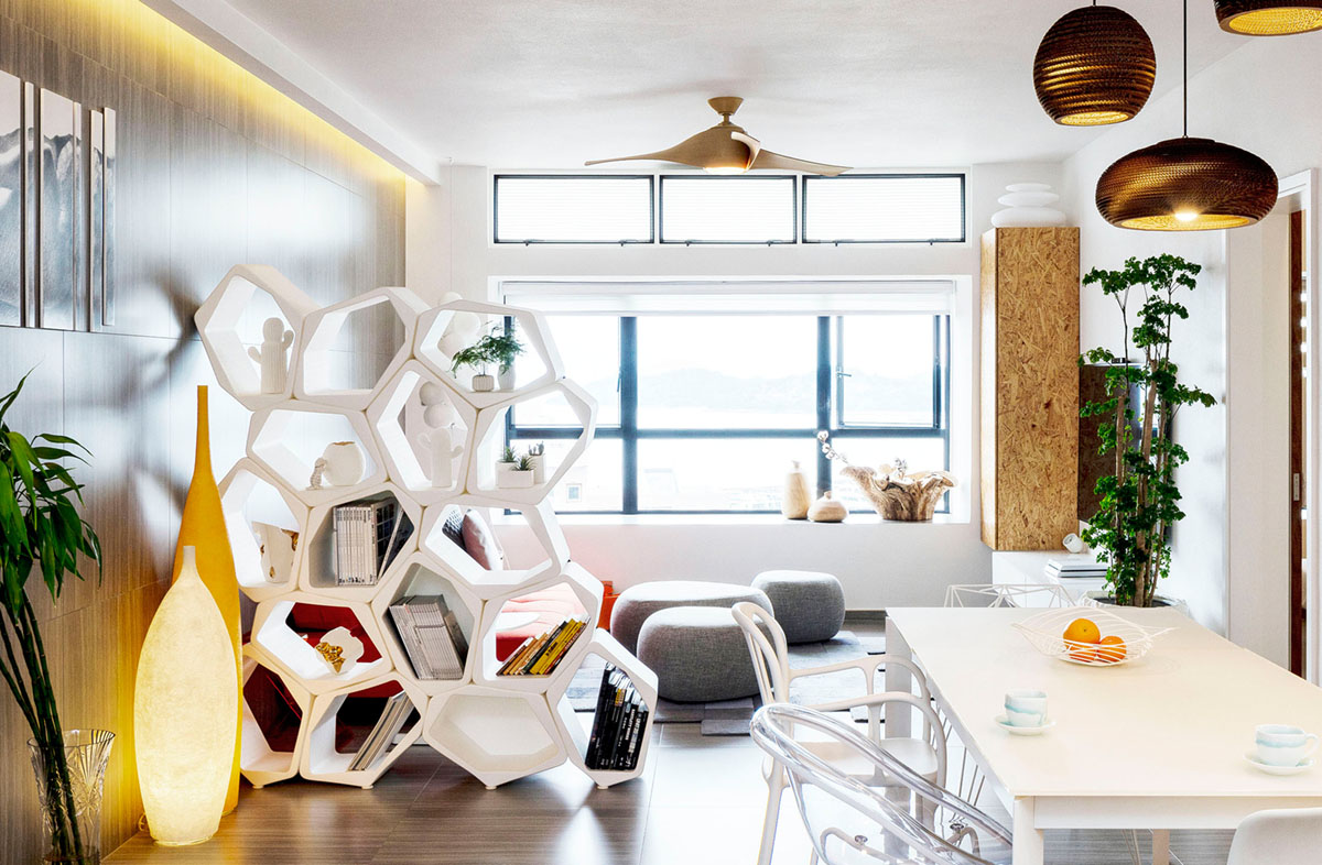 BUILD as freestanding room divider and shelf in front of a window